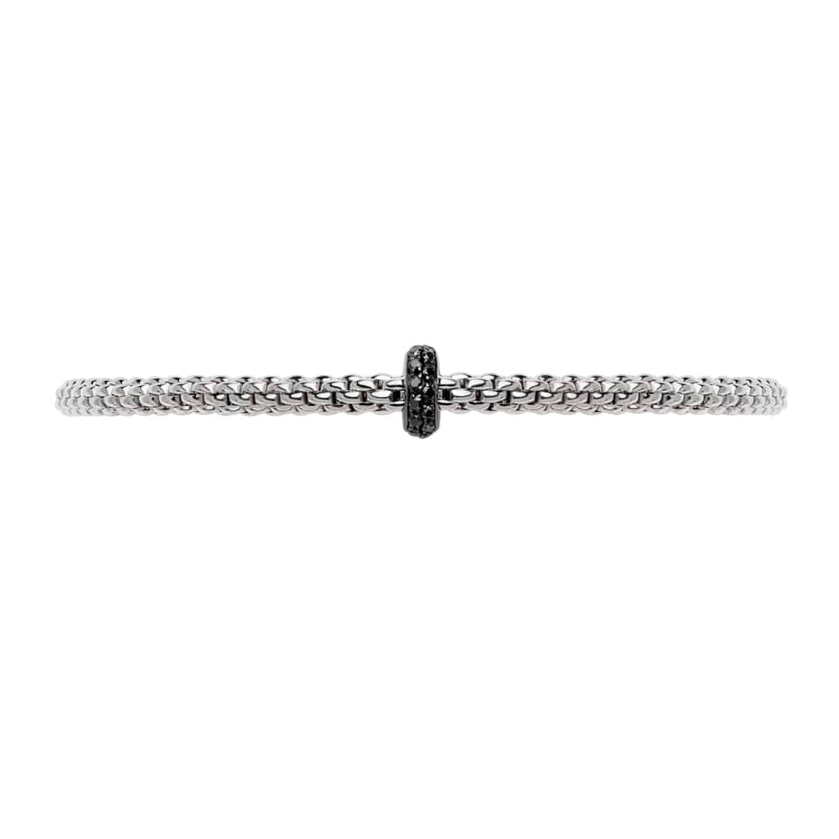 FOPE Flex'it Prima 18ct White Gold Bracelet With Pave Set Black Diamond Rondel - Berry's Jewellers