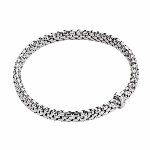 FOPE Flex'it Vendome 18ct White Gold Bracelet With Single Diamond Set Rondel - Berry's Jewellers