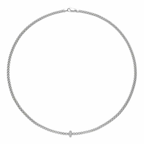 FOPE Prima 18ct White Gold Necklace With Diamond Set Rondel - Berry's Jewellers