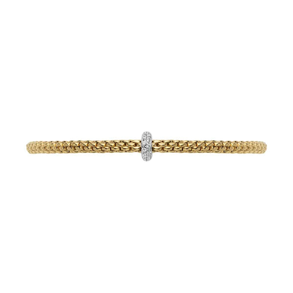FOPE Prima 18ct Yellow Gold Bracelet With Pave Diamond Set Rondel - Berry's Jewellers