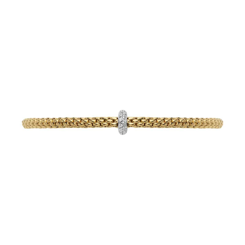 FOPE Prima 18ct Yellow Gold Bracelet With Pave Diamond Set Rondel - Berry's Jewellers