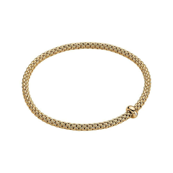FOPE Prima 18ct Yellow Gold Fine Link Single Diamond Set Bracelet - Berry's Jewellers