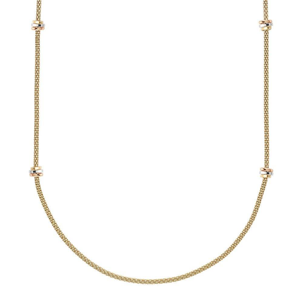 FOPE Prima 18ct Yellow Gold Long Necklace With Multi-Tone Gold Rondels - Berry's Jewellers