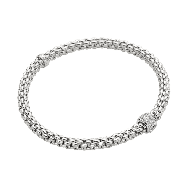 FOPE Solo 18ct White Gold Bracelet With Pave Set Diamond Rondel - Berry's Jewellers