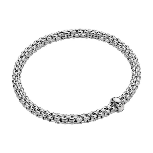 FOPE Solo 18ct White Gold Bracelet With Single Diamond Set Rondel - Berry's Jewellers