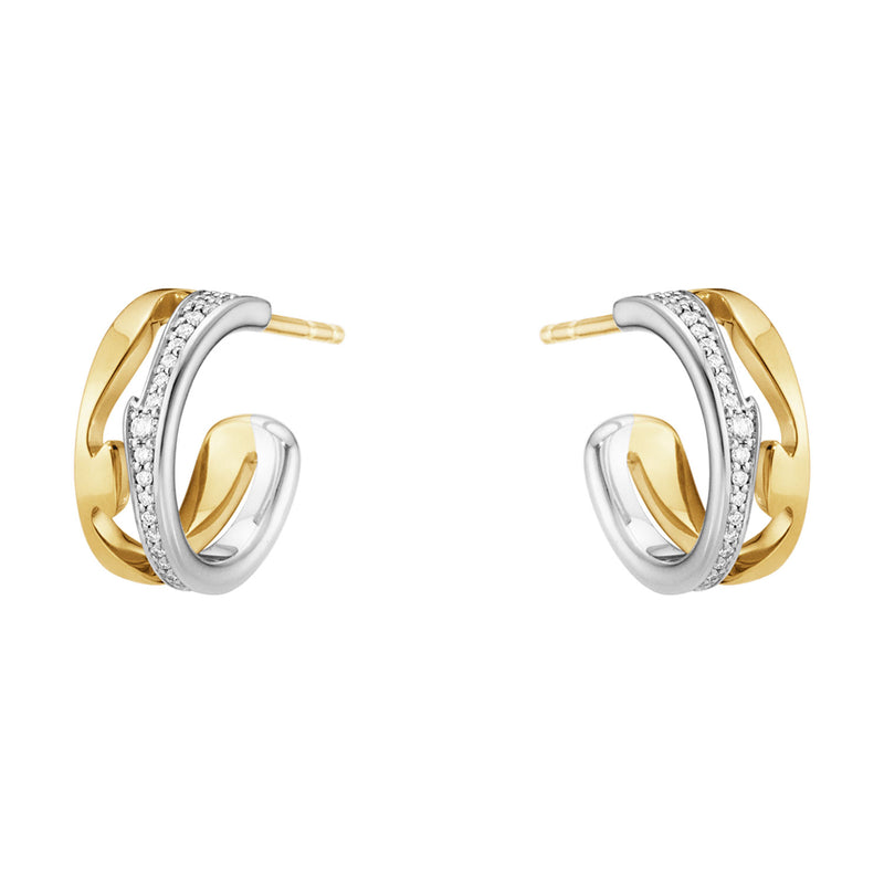 Georg Jensen Fusion 18ct Yellow & White Gold Diamond Set Earrings - Berry's Jewellers