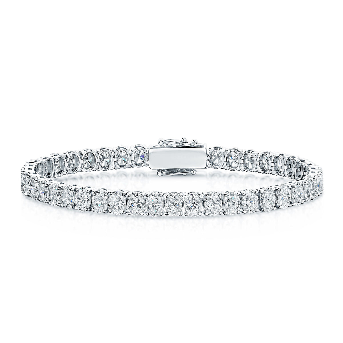 Platinum Oval Cut Diamond Line Bracelet