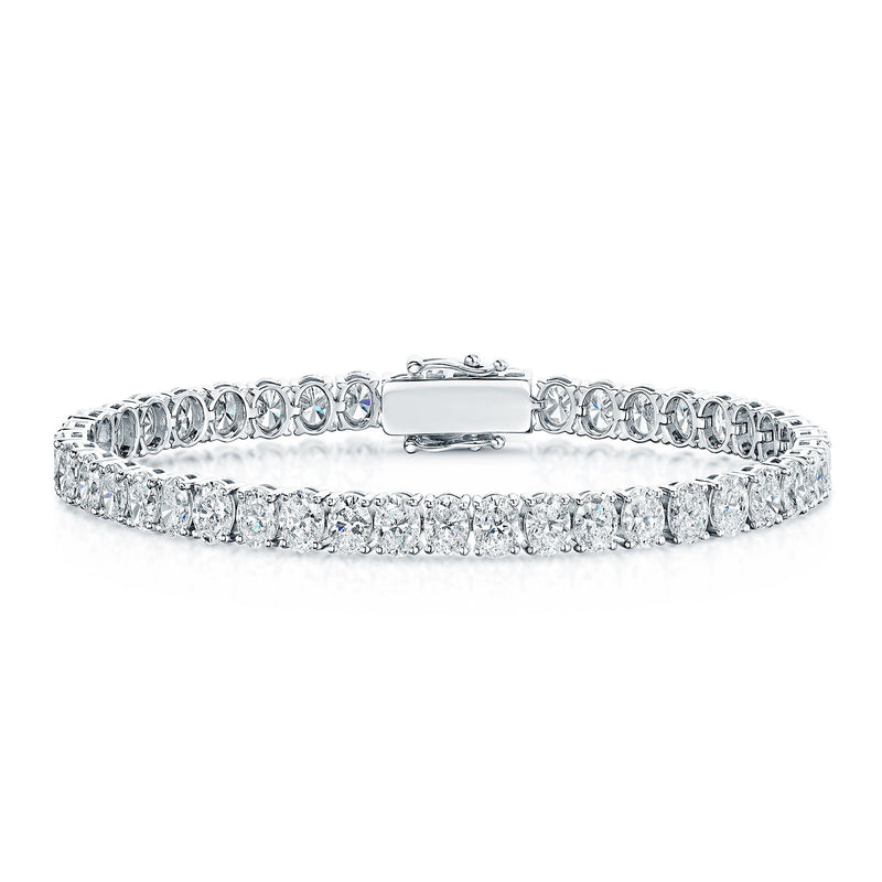 Platinum Oval Cut Diamond Line Bracelet