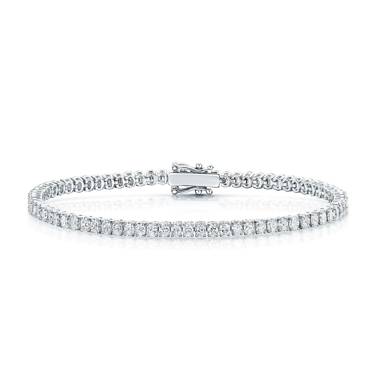Platinum Oval Cut Diamond Line Bracelet