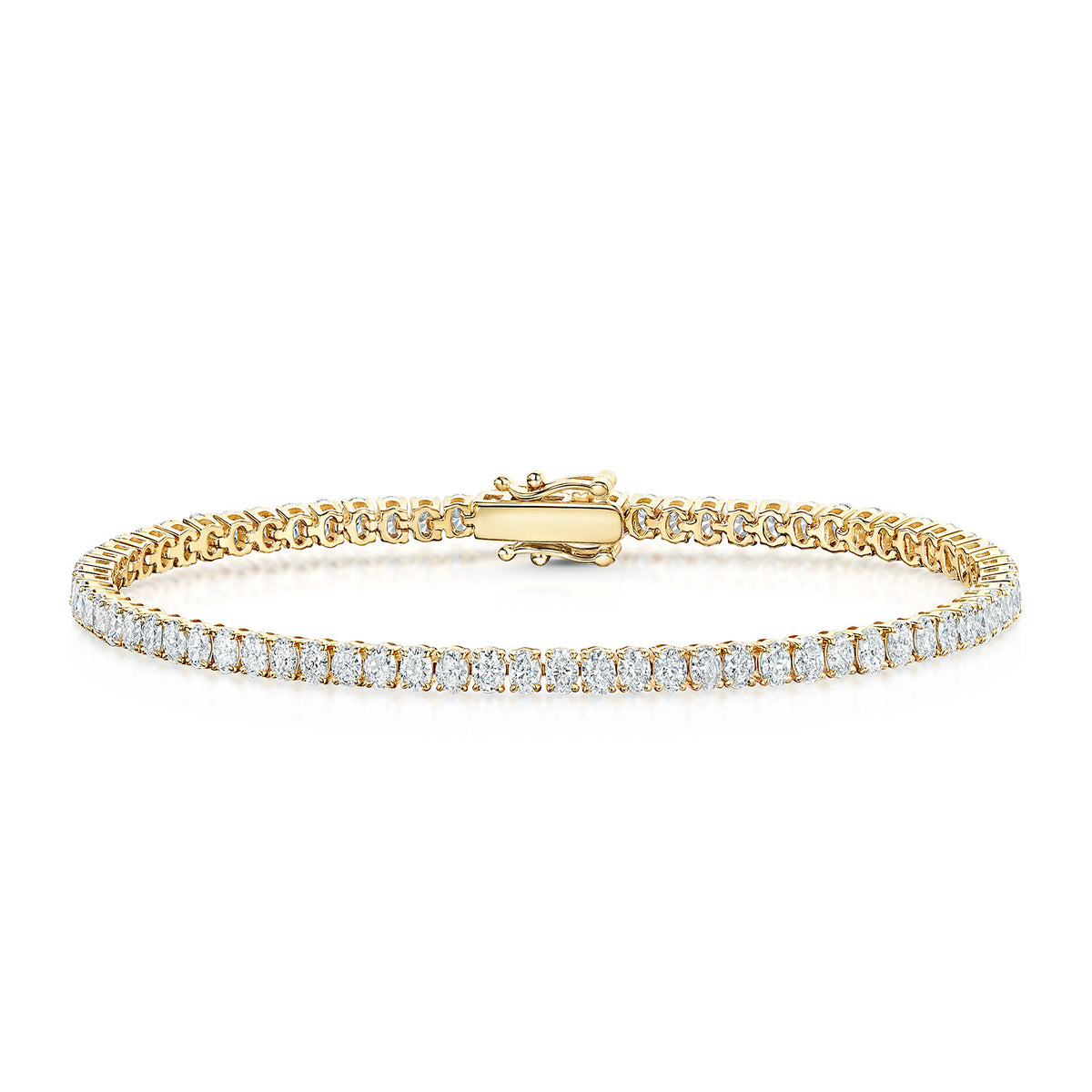18ct Yellow Gold Oval Cut Diamond Line Bracelet