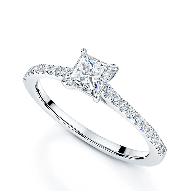 Berry's Platinum GIA Certificated Princess Cut Diamond Ring With Diamond Shoulders - Berry's Jewellers