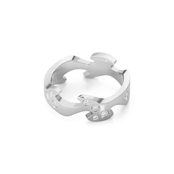 Georg Jensen 18ct White Gold Diamond Set Fusion Centre Ring - Berry's Jewellers