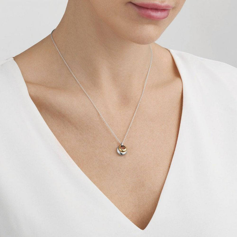 Georg Jensen Curve Sterling Silver And 18ct Yellow Gold Necklace - Berry's Jewellers