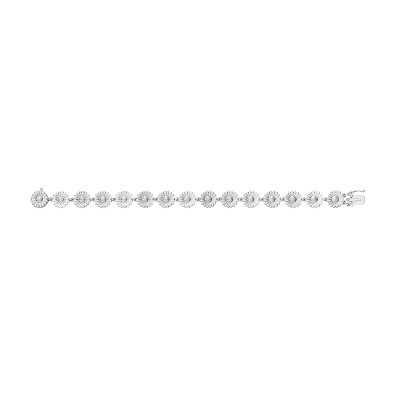 Georg Jensen Daisy Rhodium Plated Sterling Silver White Enamel Bracelet - Berry's Jewellers