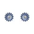 Daisy Silver And Blue Enamel Earrings