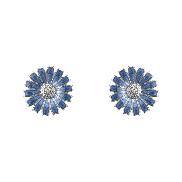 Georg Jensen Daisy Silver And Blue Enamel Earrings - Berry's Jewellers