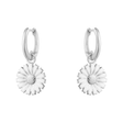 Daisy Silver And White Enamel Hoop Drop Earrings