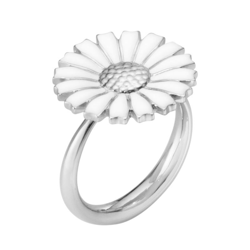 Georg Jensen Daisy Silver And White Enamel Ring - Berry's Jewellers