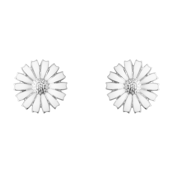 Georg Jensen Daisy Silver And White Enamel Stud Earrings - Berry's Jewellers