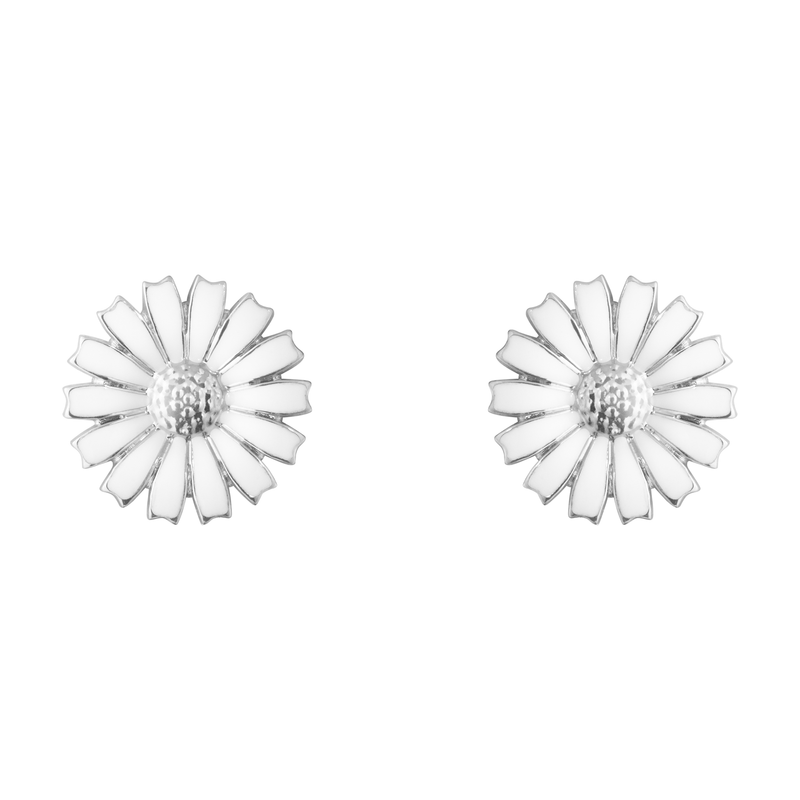 Georg Jensen Daisy Silver And White Enamel Stud Earrings - Berry's Jewellers
