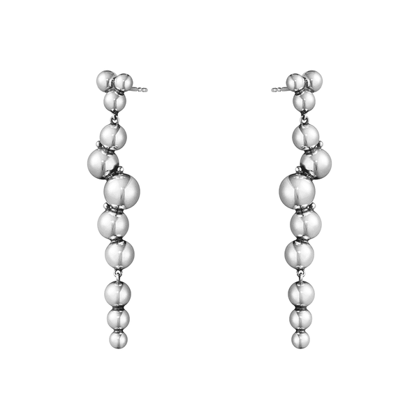 Georg Jensen Moonlight Grapes Oxidised Sterling Silver Long Drop Earrings - Berry's Jewellers