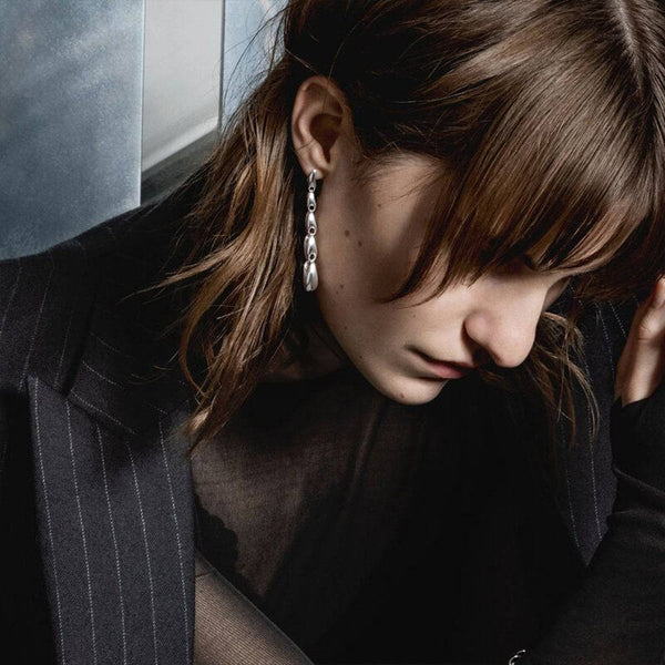 Georg Jensen Reflect Sterling Silver Long Drop Earrings - Berry's Jewellers