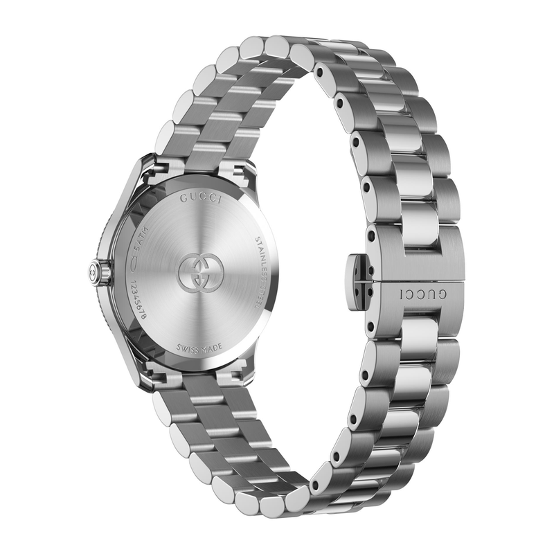 Gucci G-Timeless Quartz 29mm Stainless Steel Pink Mother of Pearl Diamond Dial Bracelet Watch - Berry's Jewellers