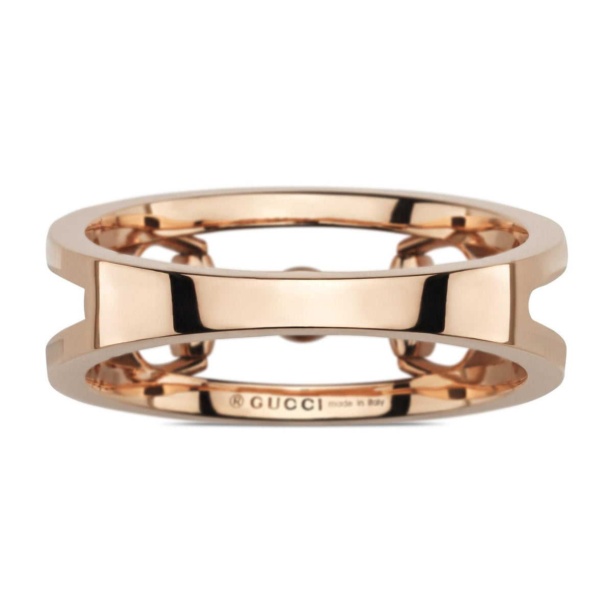 Gucci Gucci Horsebit 18ct Rose Gold And Diamond Wide Dress Ring - Berry's Jewellers