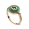 Gucci Interlocking  18ct Rose Gold Green Agate Ring