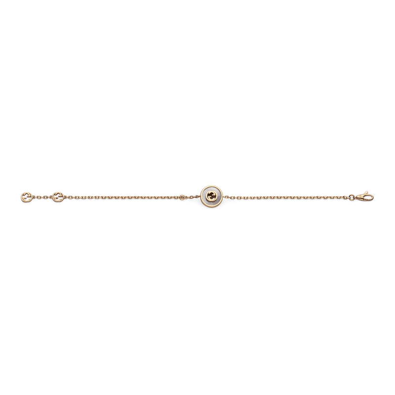 Gucci Gucci Interlocking 18ct Rose Gold Mother Of Pearl And Diamond Bracelet - Berry's Jewellers