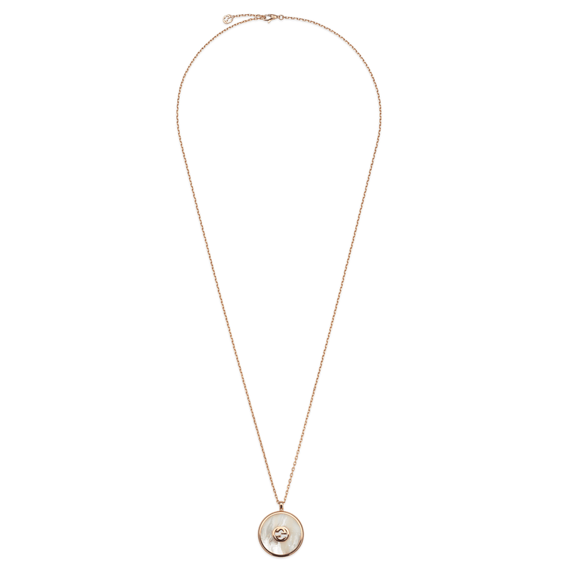 Gucci Gucci Interlocking 18ct Rose Gold Mother Of Pearl And Diamond Necklace - Berry's Jewellers
