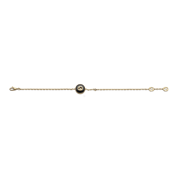 Gucci Gucci Interlocking 18ct Yellow Gold Black Onyx Bracelet - Berry's Jewellers