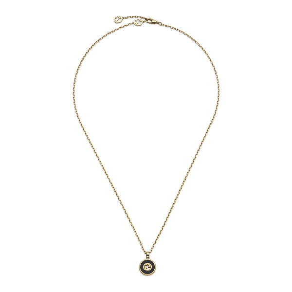 Gucci Gucci Interlocking 18ct Yellow Gold Black Onyx Pendant - Berry's Jewellers