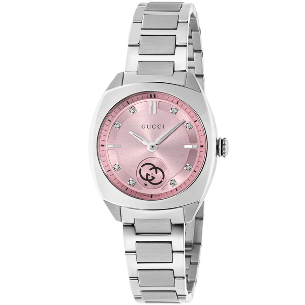 Gucci Gucci Interlocking 29mm Pink Diamond Dot Dial Ladies Bracelet Watch - Berry's Jewellers