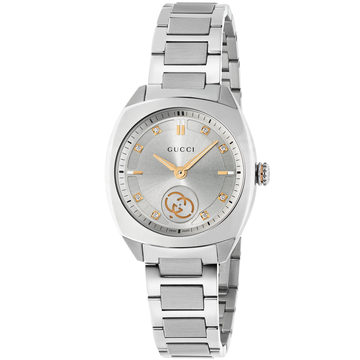 Gucci Interlocking 29mm Silver Diamond Dot Dial Ladies