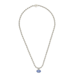 Gucci Interlocking Sterling Silver And Blue Enamel Boule Necklace