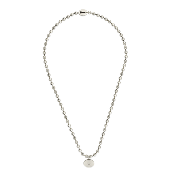 Gucci Gucci Interlocking Sterling Silver And Blue Enamel Boule Necklace - Berry's Jewellers