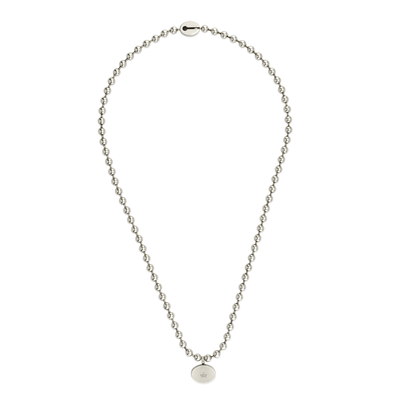 Gucci Gucci Interlocking Sterling Silver And Blue Enamel Boule Necklace - Berry's Jewellers