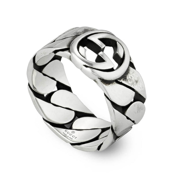 Interlocking G Sterling Silver Logo 8mm Band Ring
