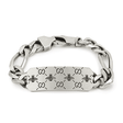 Gucci Signature Sterling Silver GG And Bee Engraved Bracelet