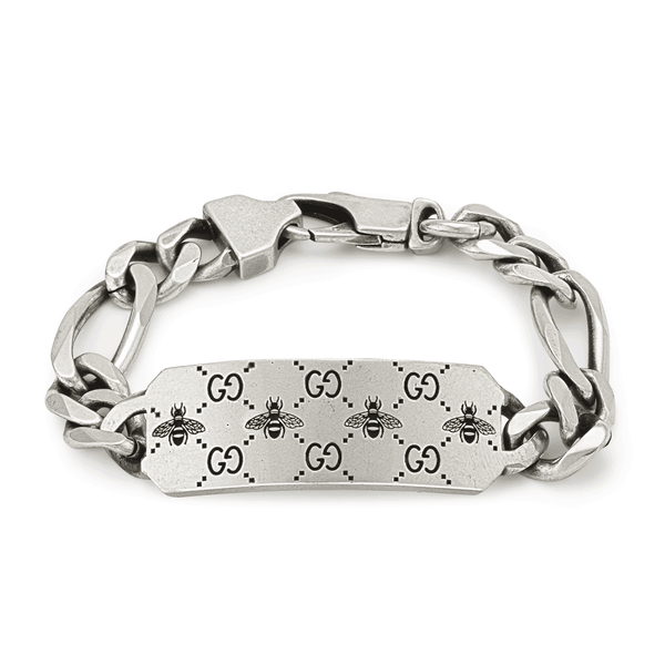Gucci Gucci Signature Sterling Silver GG And Bee Engraved Bracelet - Berry's Jewellers