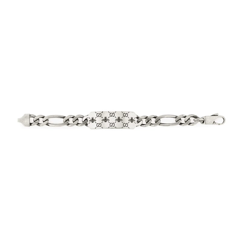 Gucci Gucci Signature Sterling Silver GG And Bee Engraved Bracelet - Berry's Jewellers