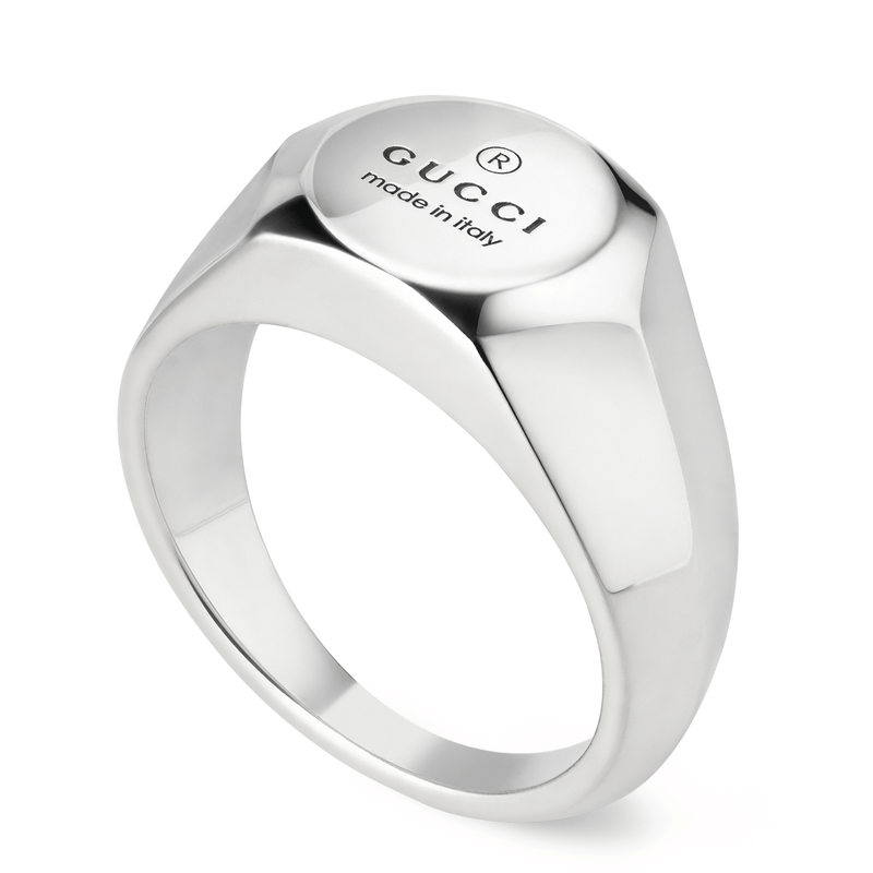 Gucci Sterling Silver Trademark Signet Ring