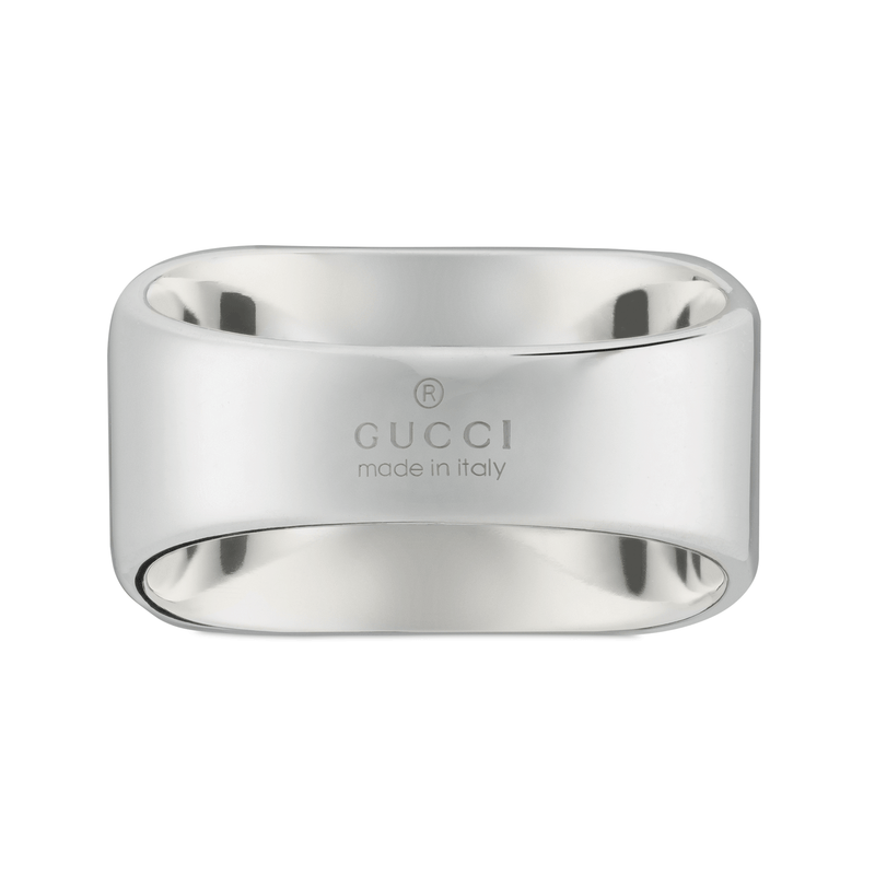 Gucci Tag Sterling Silver Square With Interlocking Logo Signet Ring