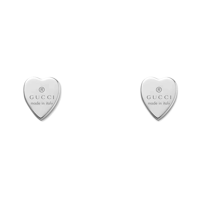 Gucci Trademark Sterling Silver Heart Stud Earrings - Berry's Jewellers