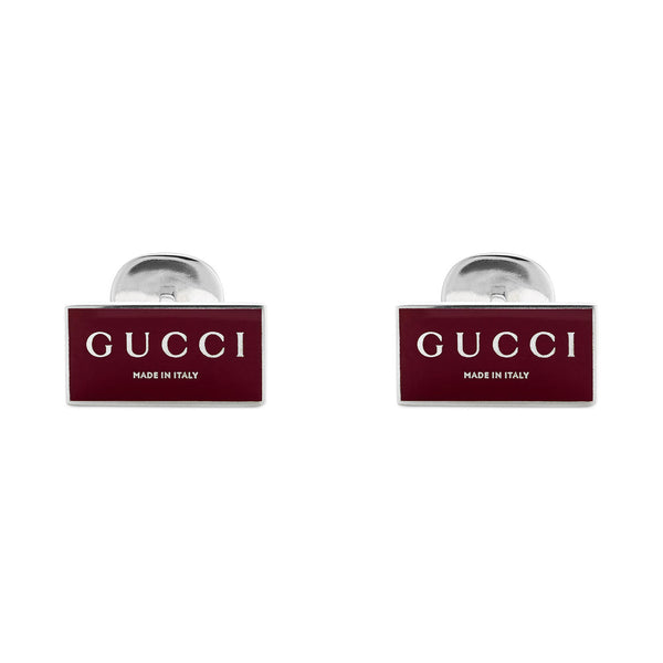 Gucci Gucci Trademark Sterling Silver And Red Enamel Cufflinks - Berry's Jewellers