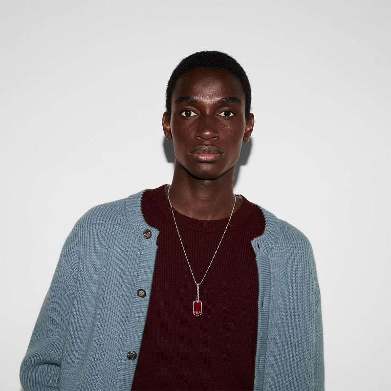 Gucci Gucci Trademark Sterling Silver And Red Enamel Dog Tag Necklace - Berry's Jewellers