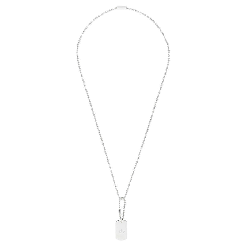 Gucci Gucci Trademark Sterling Silver And Red Enamel Dog Tag Necklace - Berry's Jewellers