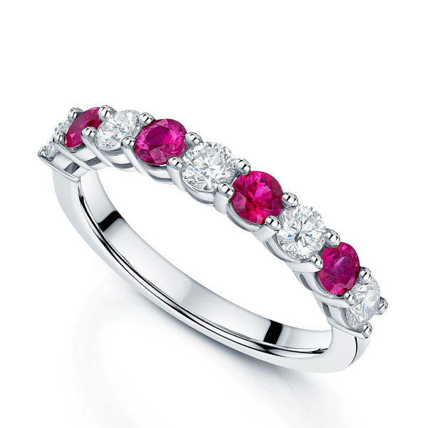 Berry's Platinum Ruby And Diamond Half Eternity Ring - Berry's Jewellers
