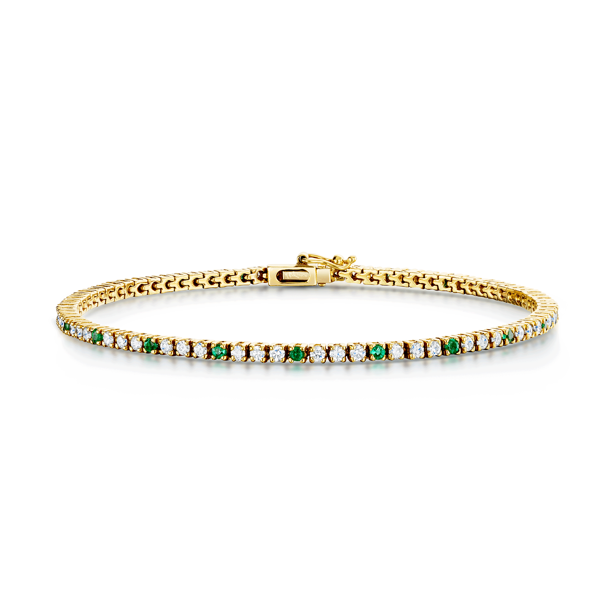18ct Yellow Gold Emerald & Diamond Line Bracelet